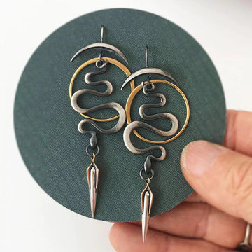 Irregular geometric spiral earrings serpentine