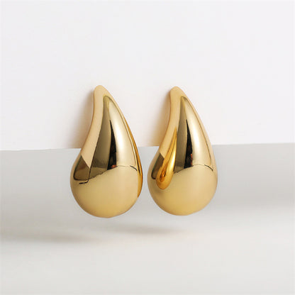 Minimalist metallic teardrop stud earrings for women