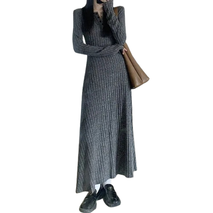Women's elegant ribbed knit maxi dress