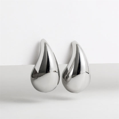 Minimalist metallic teardrop stud earrings for women