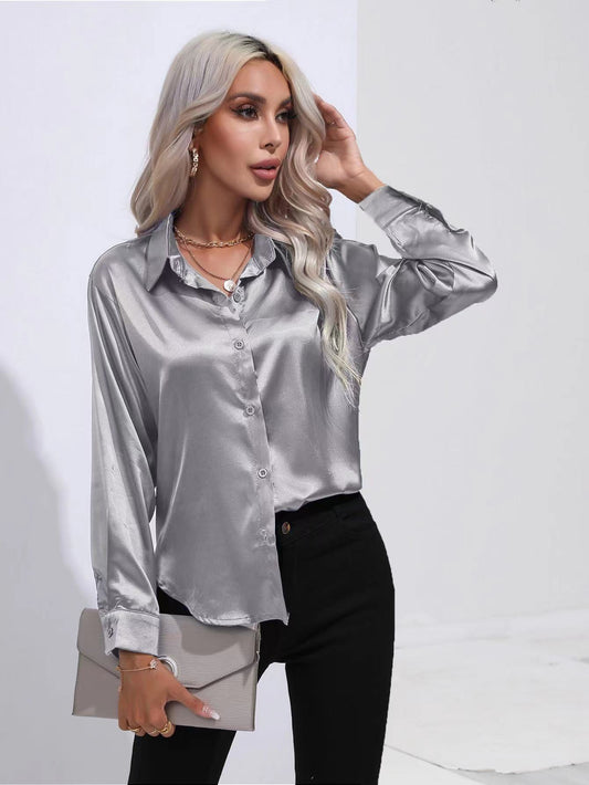 Satin Elegant Button Down Blouse