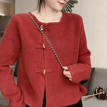 Women's horn button soft knit sweater