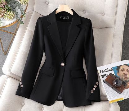 Women’s Blazer - Tailored Fit - Single Button - Notched Lapel - Flap Pockets