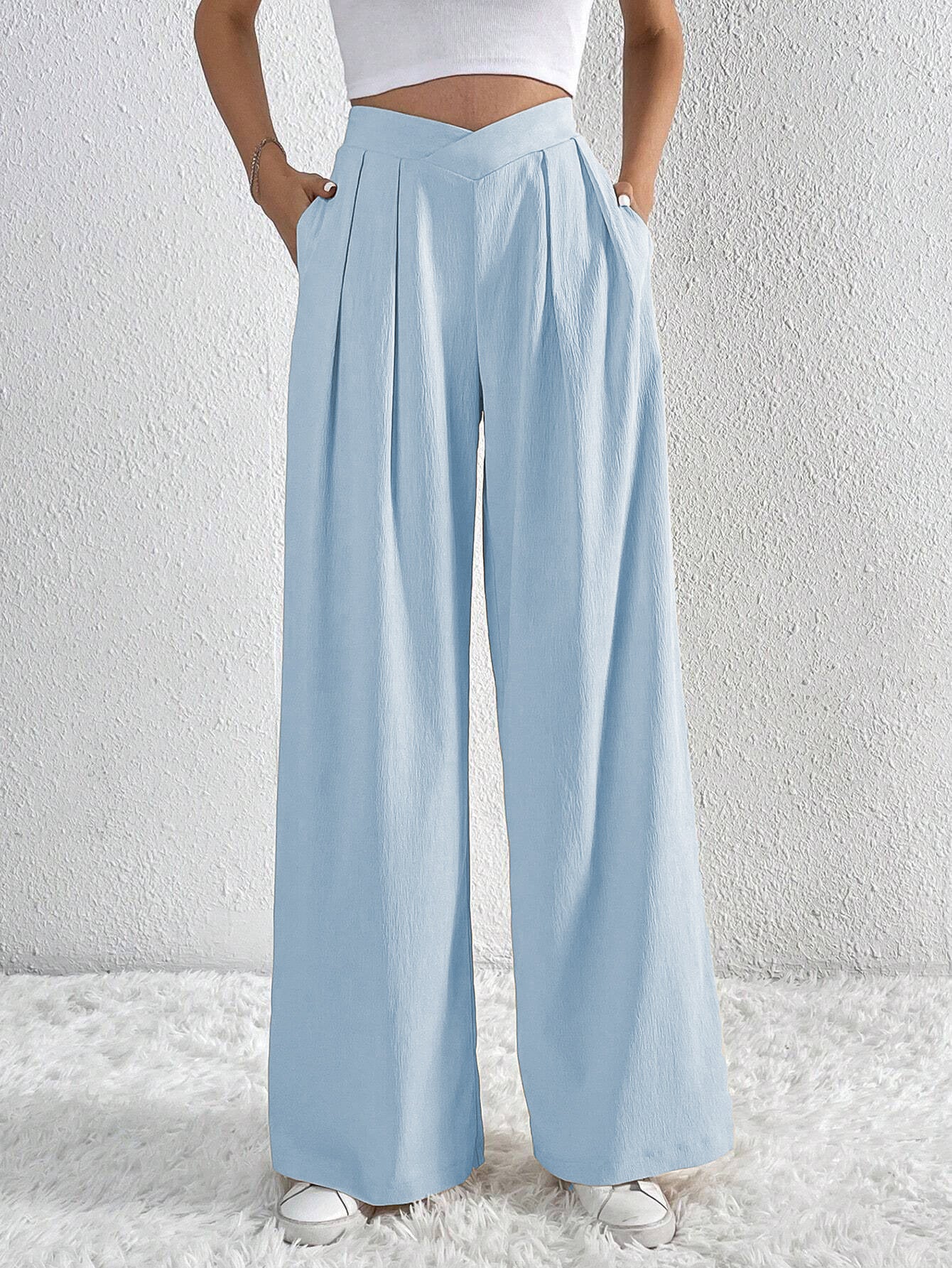 Karlene - pocketed high-waist wide-leg pants