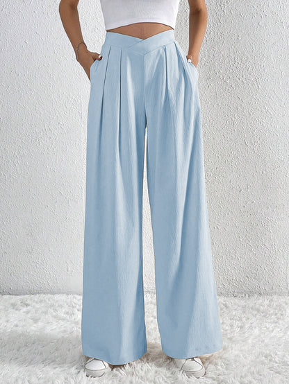 Karlene - pocketed high-waist wide-leg pants