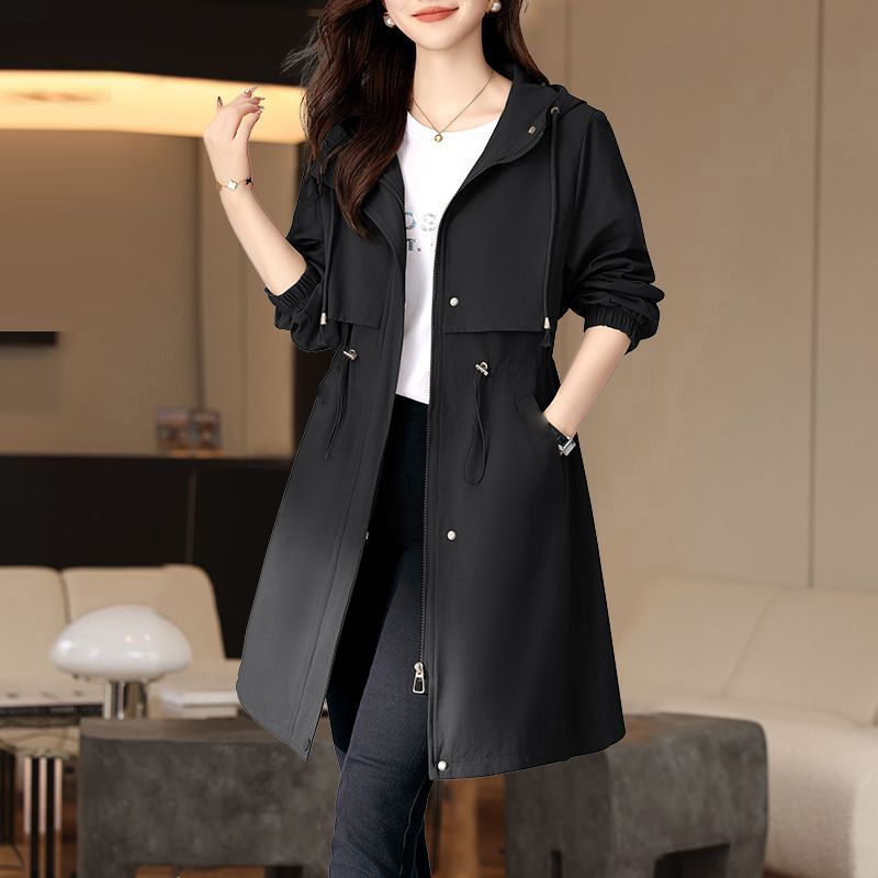 Mid-length women's windbreaker long sleeve jacket