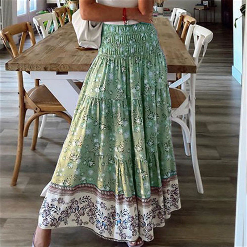 Ofelia - full size tiered printed elastic waist skirt