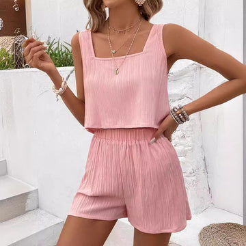 Yazmin - sleeveless top & elastic waist shorts set