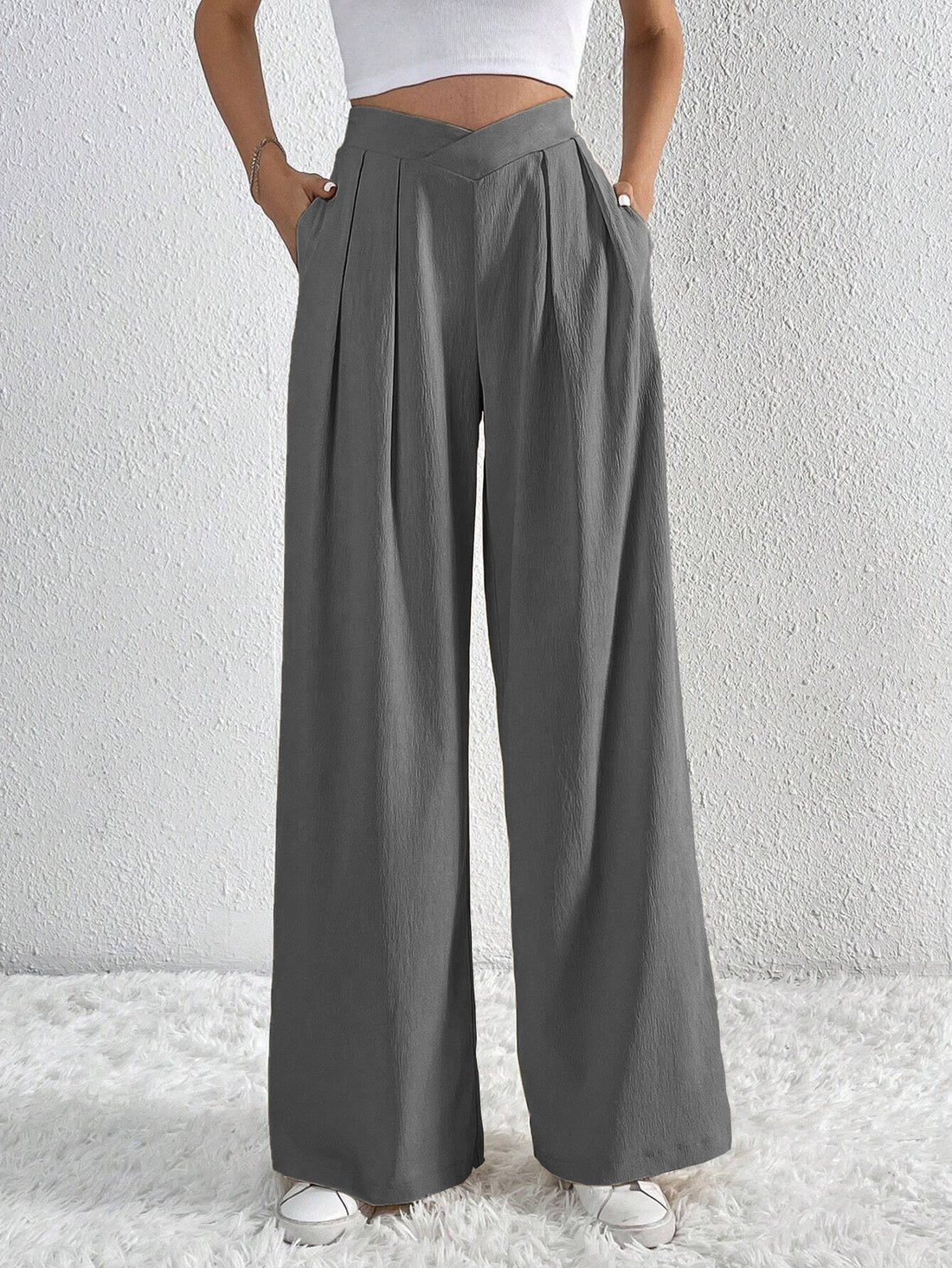 Karlene - pocketed high-waist wide-leg pants