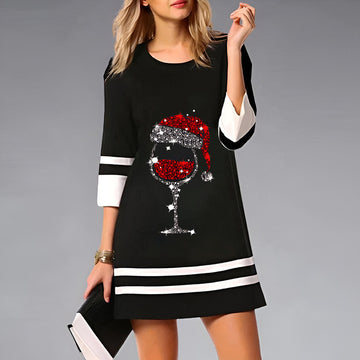 Casual holiday dress with festive charm