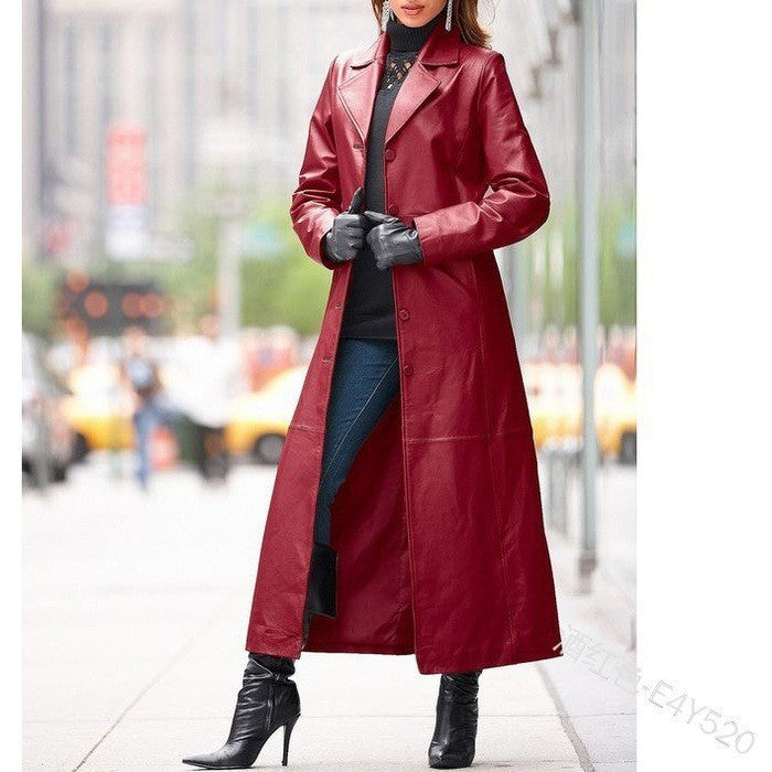 Jaina - stylish button-front leather coat