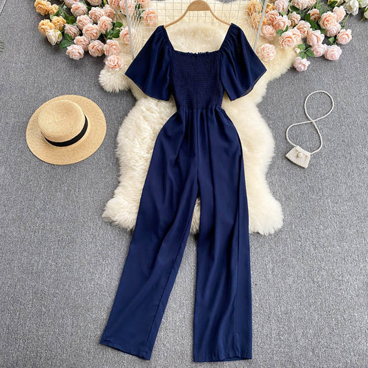Elastic Waist Wide Leg Jumpsuit