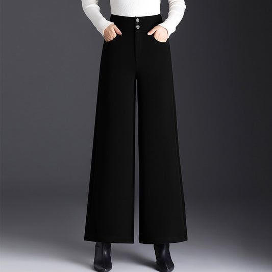 Drape Design High Waist Wide-Leg Pants