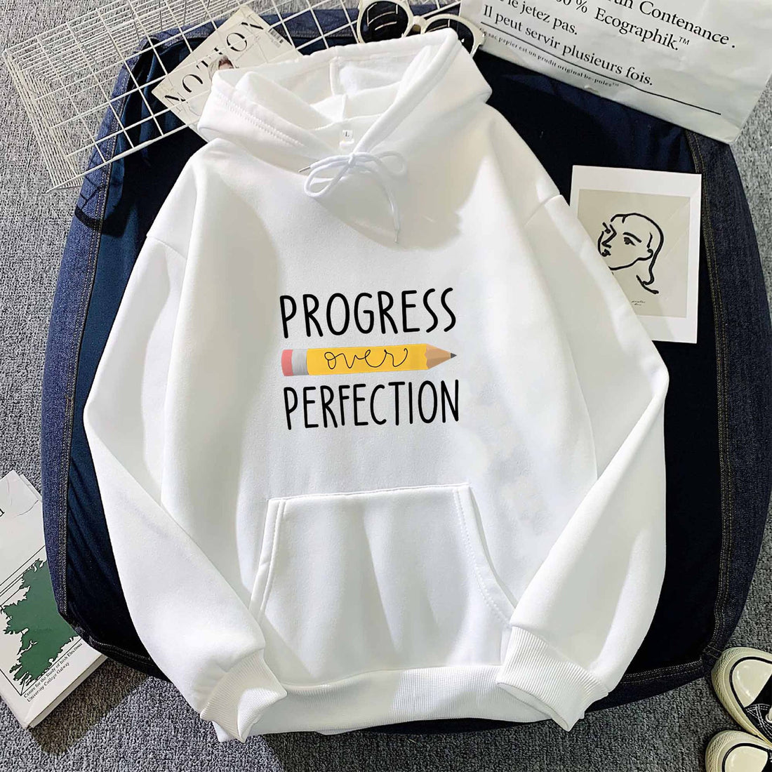 Progress slogan hoodie for women