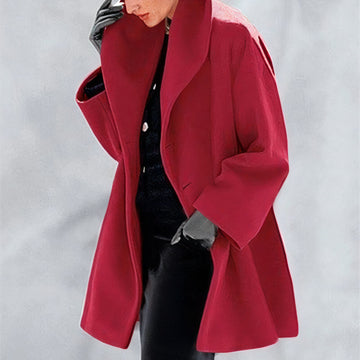 Women's warm large collar midi winter jacket