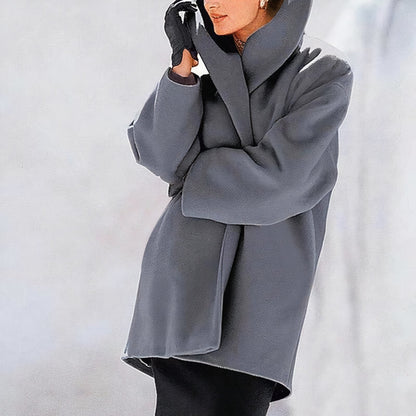 Women's warm hooded midi winter jacket