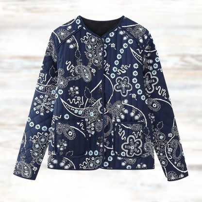 Women’s Jacket – Relaxed Fit – Floral Printed – Long Sleeve Casual Layering Piece