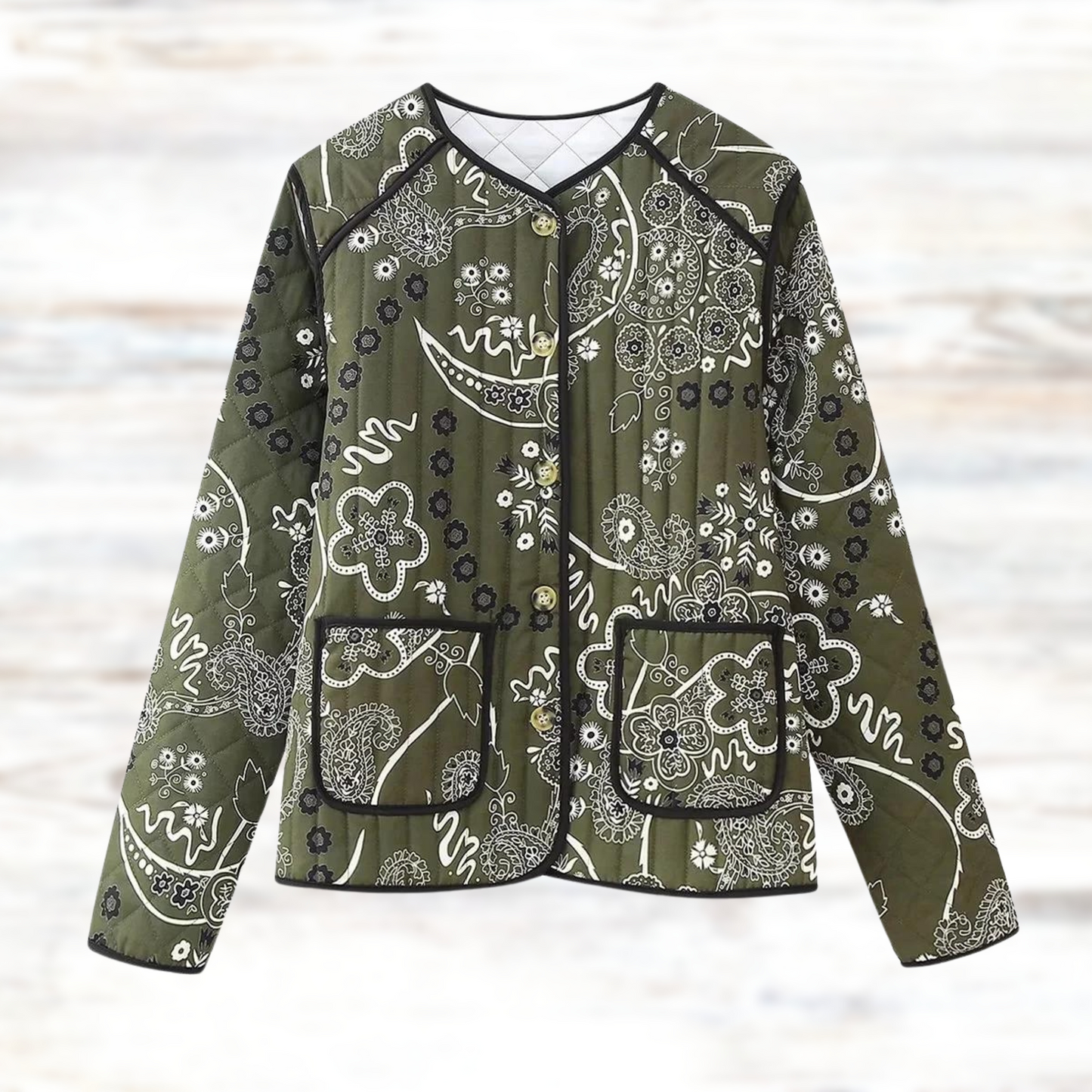 Women’s Jacket – Relaxed Fit – Floral Printed – Long Sleeve Casual Layering Piece