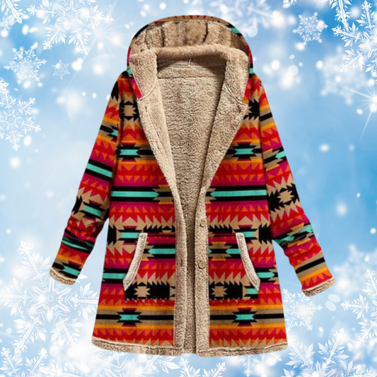 Plush Printed Warm Hooded Sweatshirt