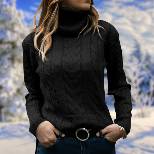 Cable Knit Relaxed Fit Turtleneck Sweater