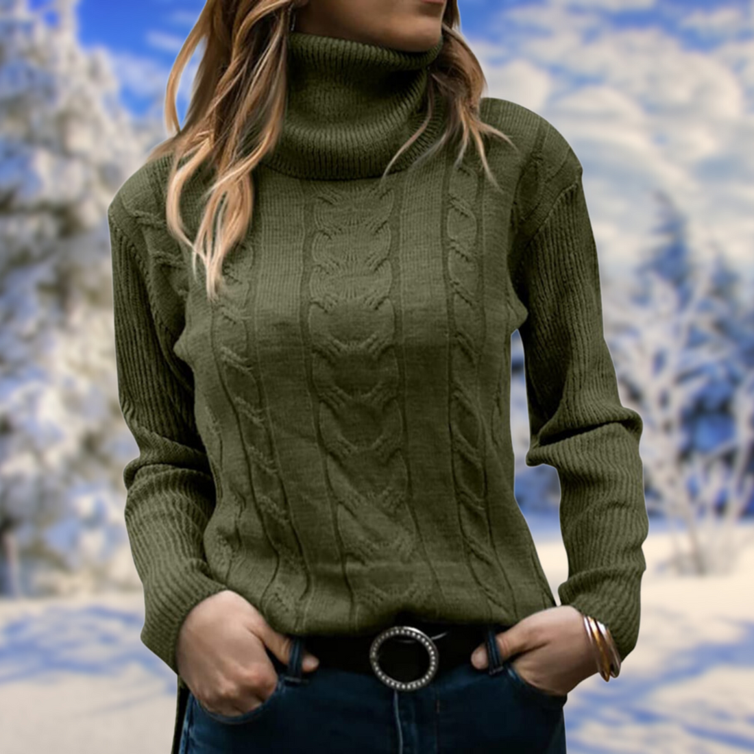 Classic turtleneck sweater for women