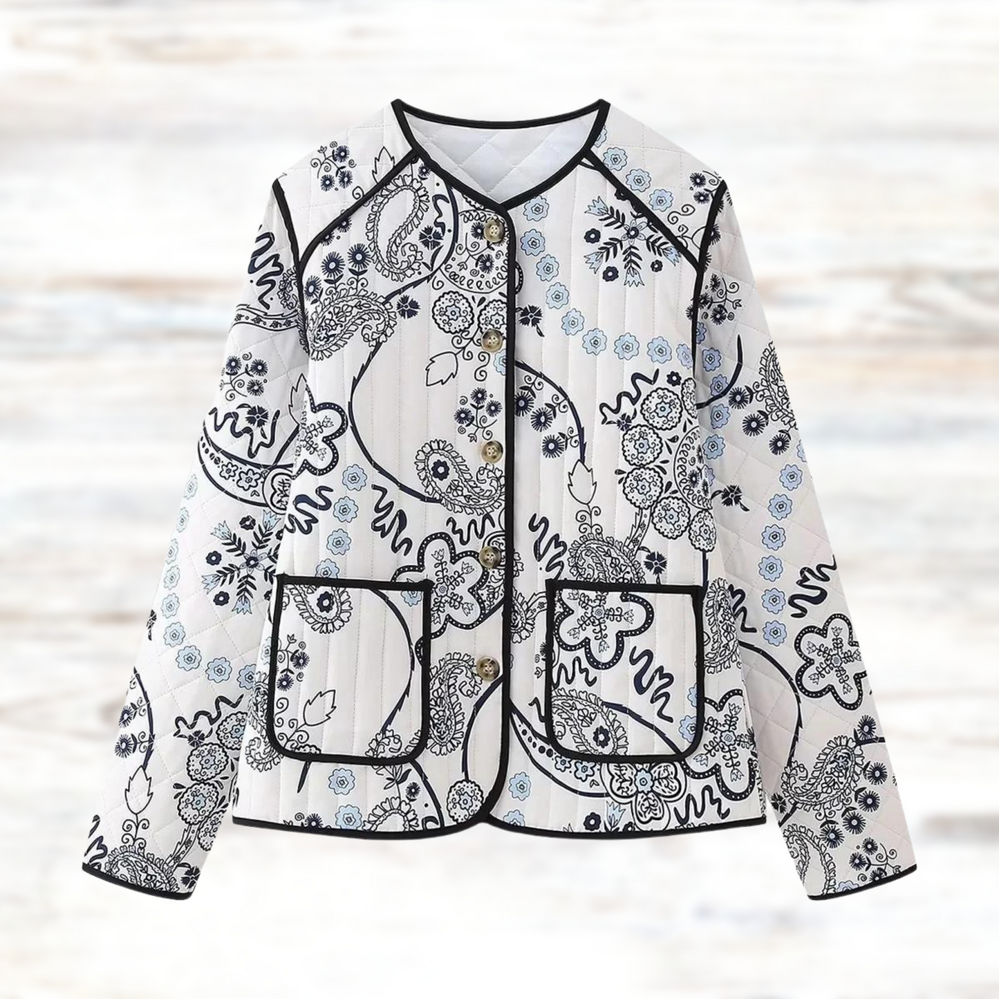 Women’s Jacket – Relaxed Fit – Floral Printed – Long Sleeve Casual Layering Piece