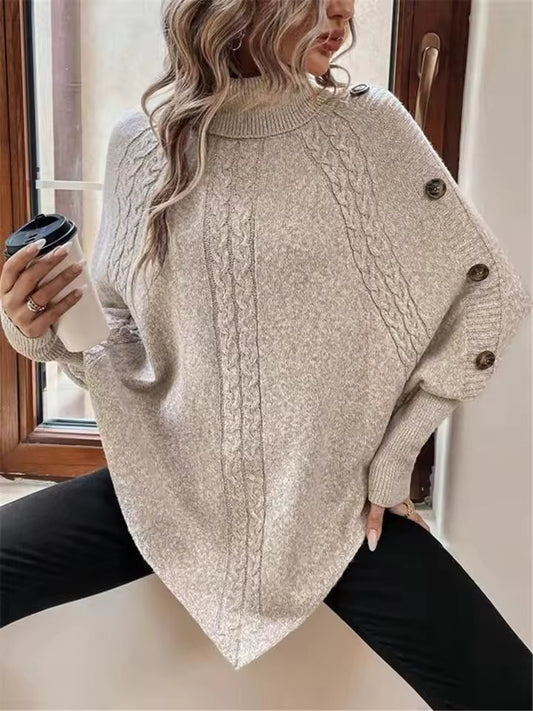 Cable Knit Oversized Wool Blend Sweater 