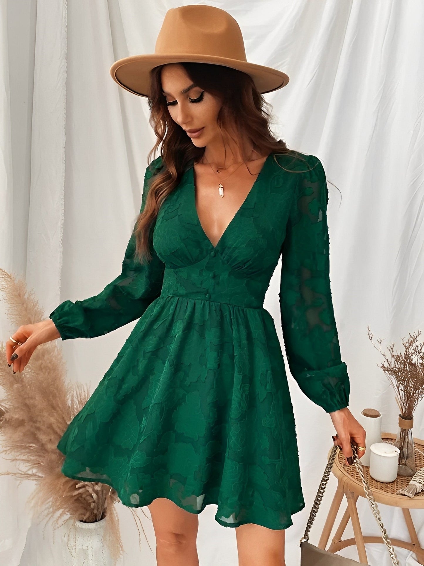 Women's V-neck mini dress
