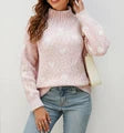 Women's heart-shaped half-turtleneck sweater with long sleeves