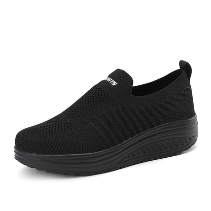 Women's Slip-On Sneakers - Breathable Knit Upper - Cushioned Sole - Lightweight Casual Wear