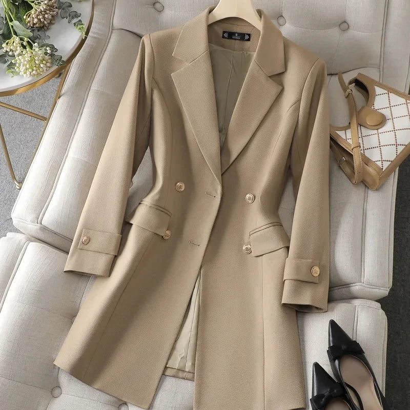 Women's mid-length formal blazer business suit