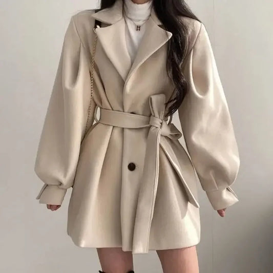 Suit Collar Medium-Length Overcoat
