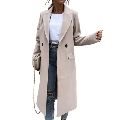 Women's winter long single-breasted trench coat