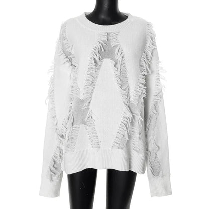 Women's retro tassel knitted sweater