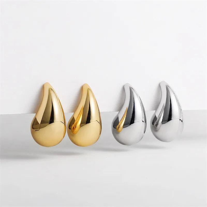 Minimalist metallic teardrop stud earrings for women