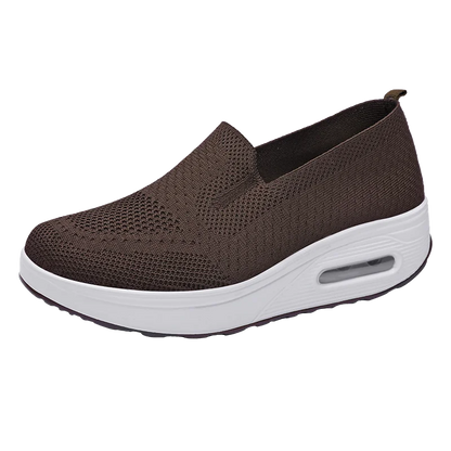 Women's Slip-On Sneakers - Breathable Knit Fabric - Air Cushion Platform Sole