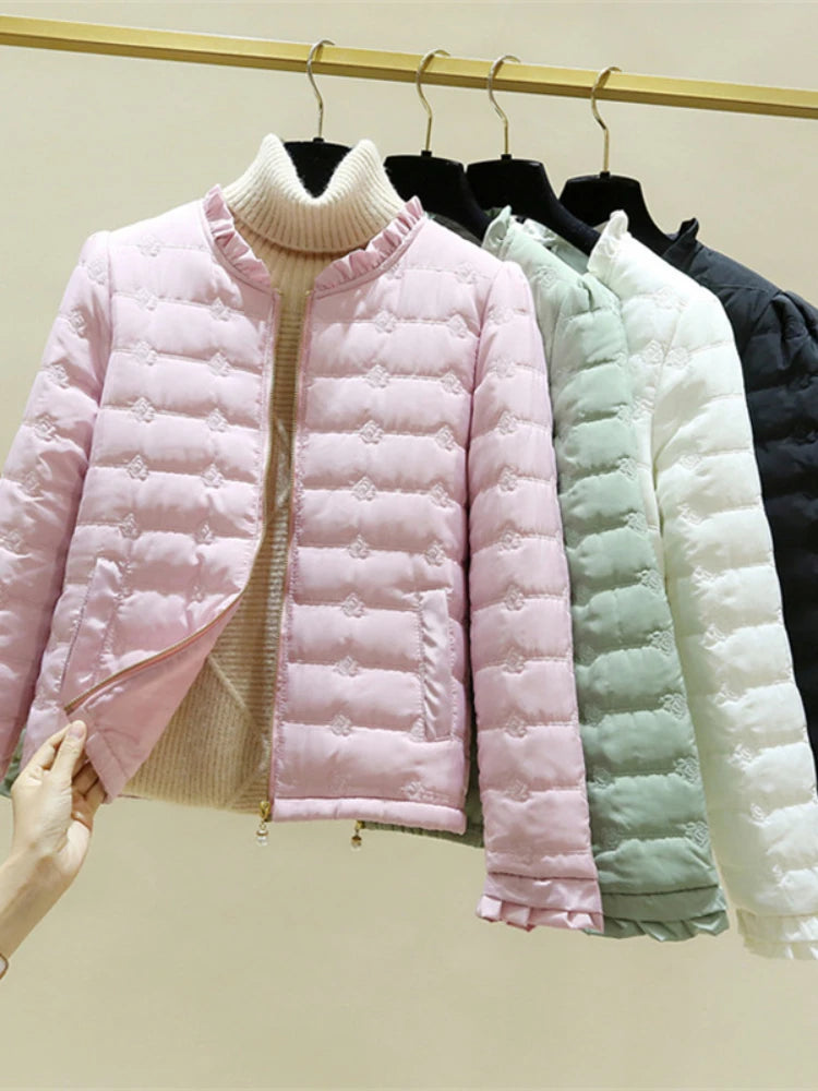 Women's casual lightweight ruffle-hem jacket