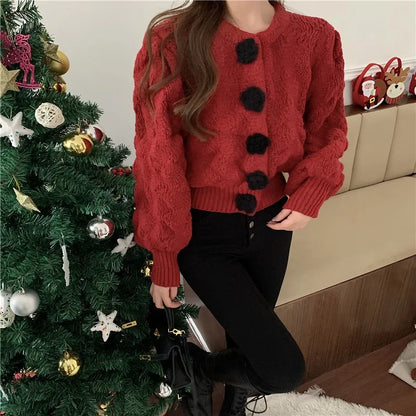 Women's flower short knitted cardigan