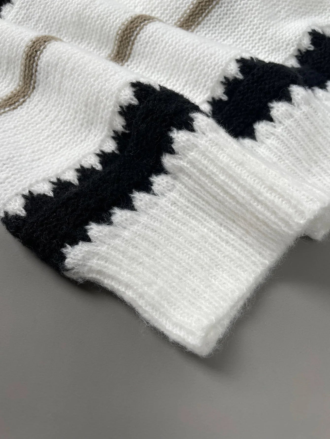 Women's loose patchwork striped sweater jumper for autumn winter