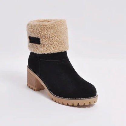Sienna Ankle Boots | Fur Trim Block Heel Ankle Boots