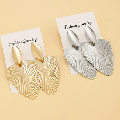 Textured leaf drop earrings