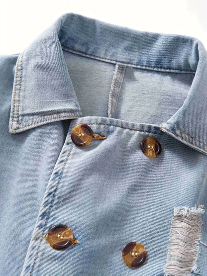 Women's retro denim windbreaker over knee jacket