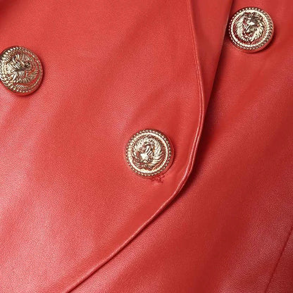 Women's double button tailored leather blazer