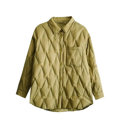 Women’s Quilted Shirt Jacket - Relaxed Fit - Button Front - Lightweight Layering Piece