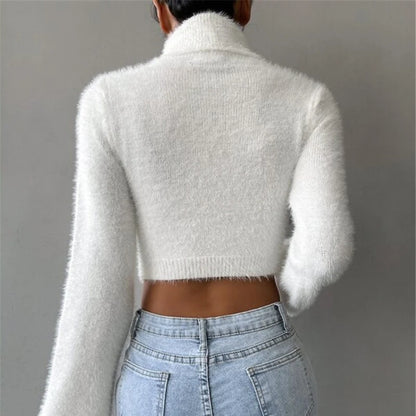 Women’s turtleneck cropped sweater with flared sleeves