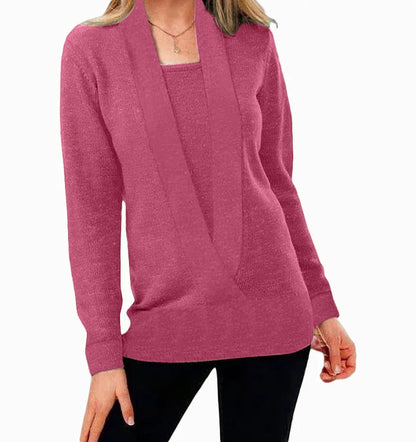 Women's deep V-neck long-sleeved sweater