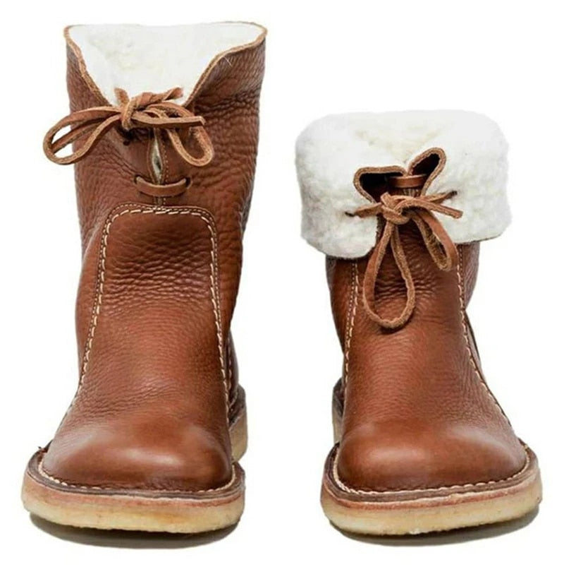 Women's casual lace-up snow boots