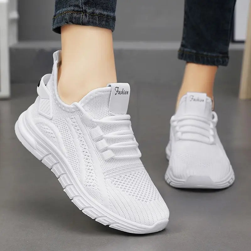 Men’s Athletic Sneakers - Breathable Knit Mesh - Cushioned Sole - Lace-Up Casual Shoes