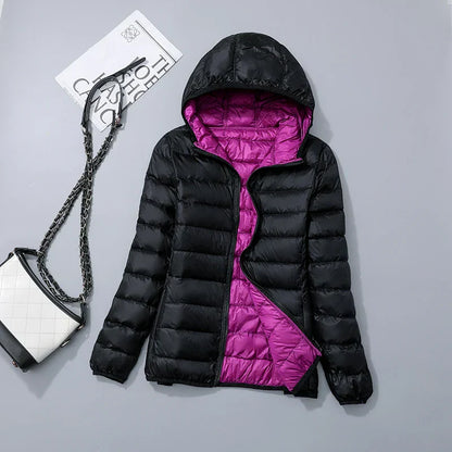 Men’s Puffer Jacket - Quilted Hooded Design - Lightweight Insulated - Zip Closure