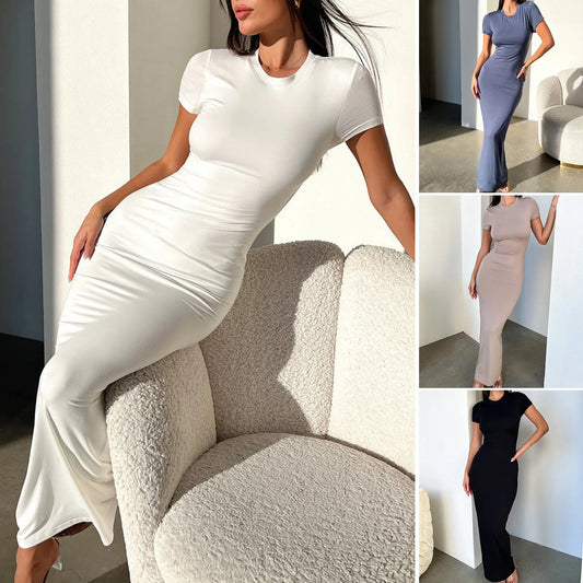 Slim Fit Stretch Cotton Maxi Dress